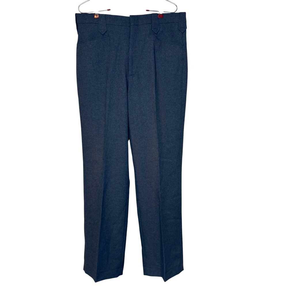 Circle S Mens Dress Pants Blue Flat Front Straight Leg New Vintage Deadstock 34